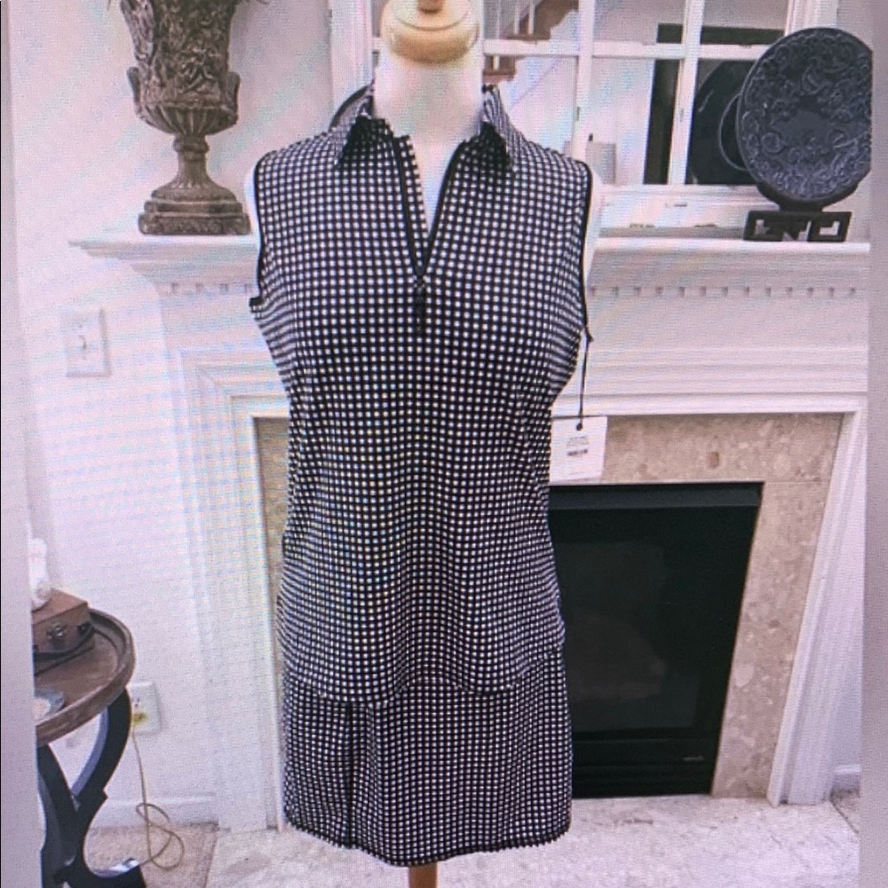 Sleeveless Black and White Checkered Dress